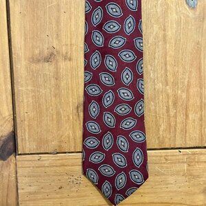 Vintage Aquascutum of London Men’s Burgundy & Navy Blue Paisley Tie, Hand Finish